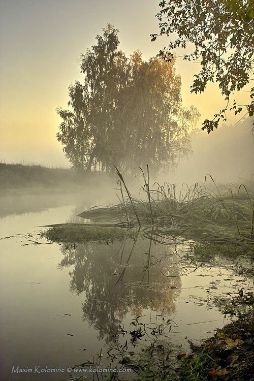 photo "On a foggy October morning..." tags: landscape, sunset, water