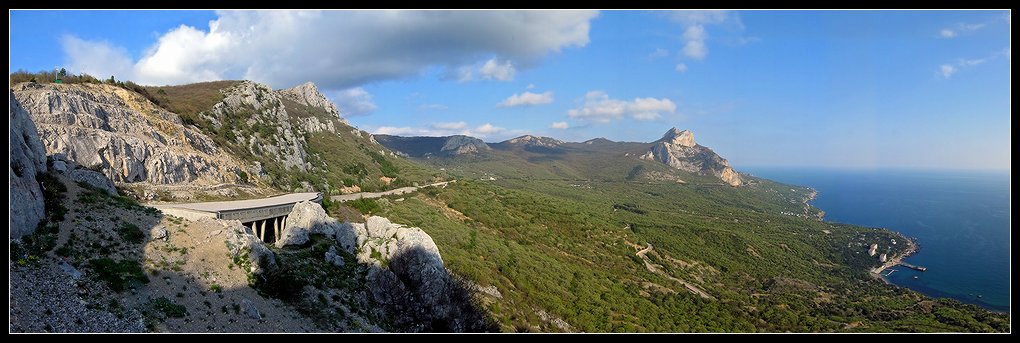 photo "Panorama. Bay Laspi and cape Sarych." tags: landscape, travel, Europe, mountains