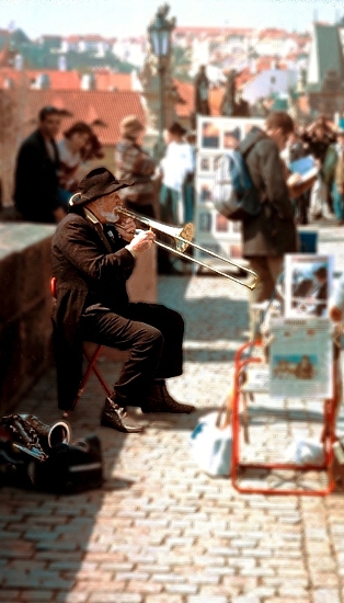 photo "Eurojazz. Solo on Karlov bridge" tags: architecture, genre, landscape, 