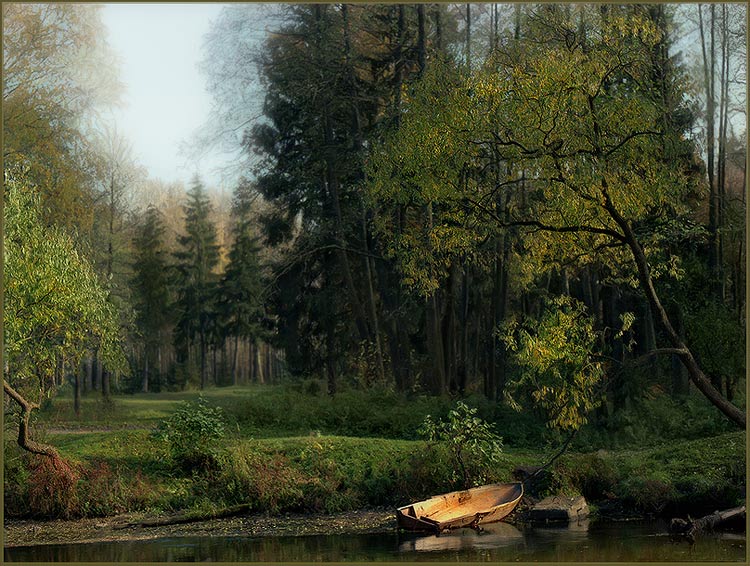 фото "Пейзаж с лодкой (5)" метки: пейзаж, лес, осень