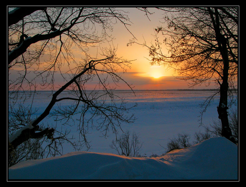 photo "icy cover" tags: landscape, sunset, winter