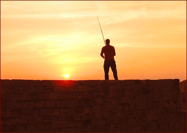 photo "Wall fisher" tags: landscape, genre, sunset