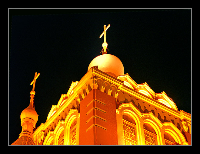 фото "St.Alexis Church of Harbin" метки: архитектура, пейзаж, ночь