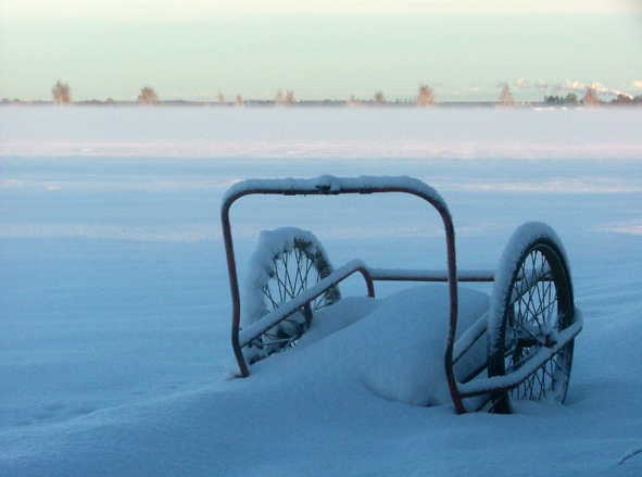 photo "Old milk-cart" tags: landscape, winter