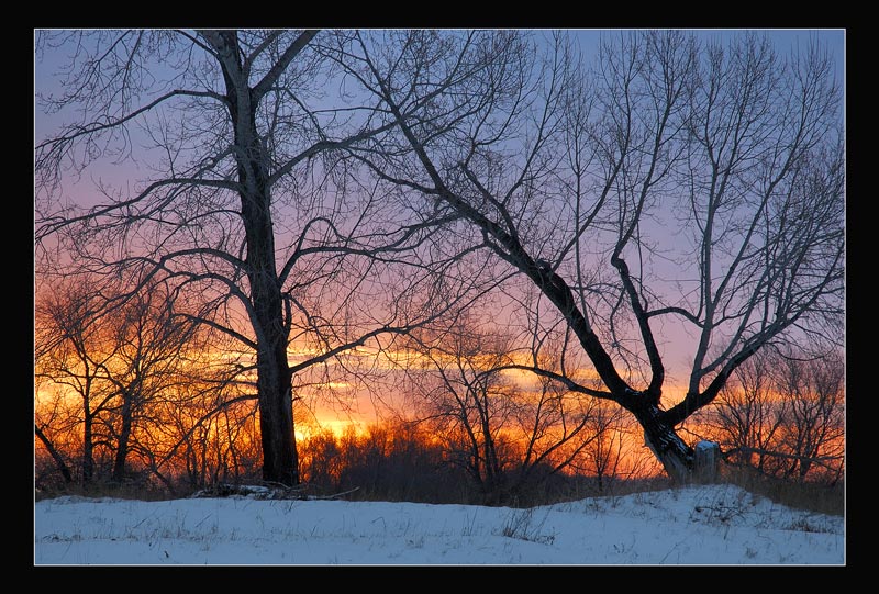 фото "burning sky" метки: пейзаж, закат, зима