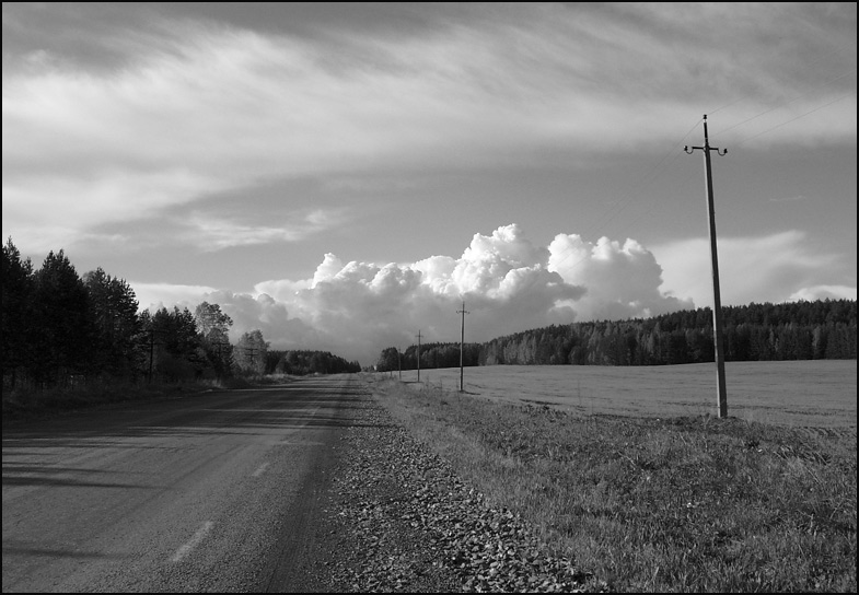 photo "Before the rain" tags: landscape, black&white, clouds