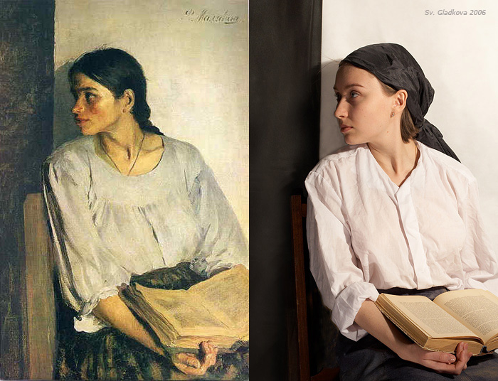 фото "Ф. Малявин. Девушка с книгой. (Подражание :) )" метки: портрет, женщина