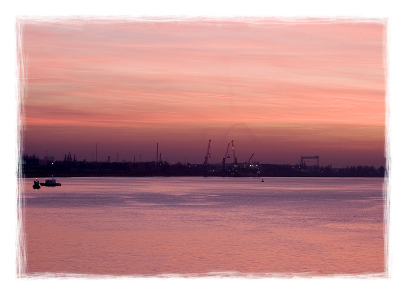 photo "Antwerp Harbour at sunset" tags: landscape, sunset