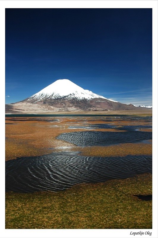 фото "Parinacota peak & Chungara lake" метки: путешествия, пейзаж, Южная Америка, горы