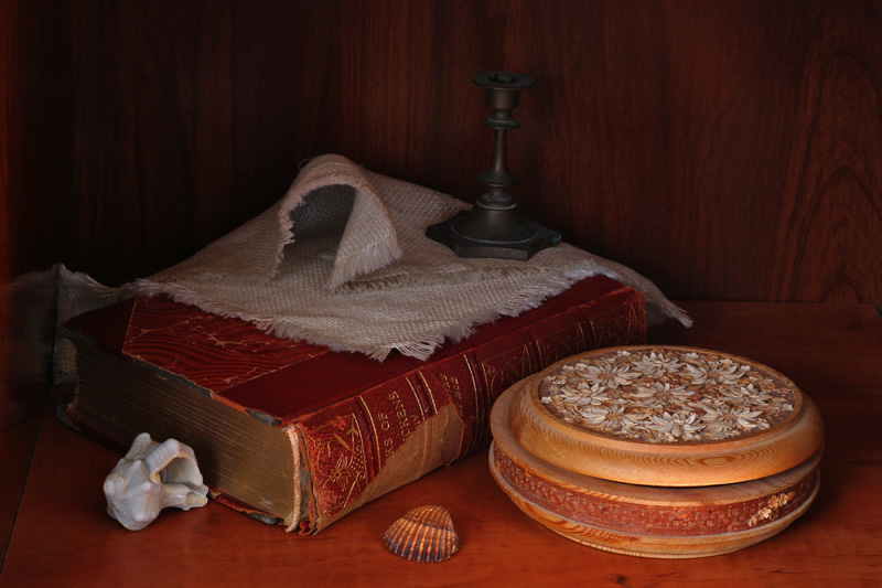 photo "Still life with old book and shell" tags: still life, 