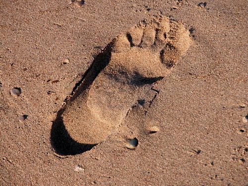 photo "footprint on the sand" tags: landscape, sunset