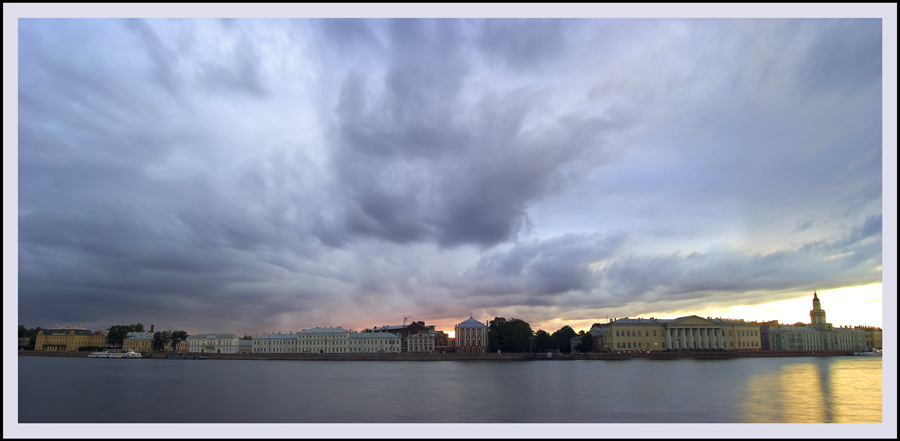 photo "Quay of University" tags: landscape, clouds, water