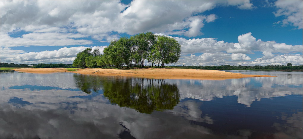 фото "Летняя панорама про песчаную косу на Мологе" метки: пейзаж, вода, лето