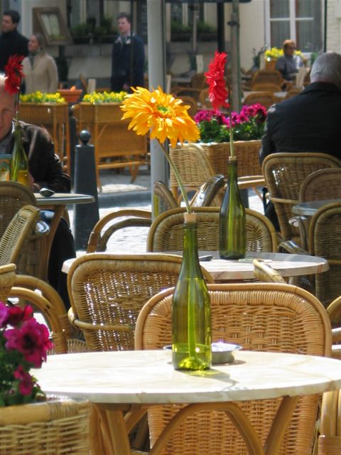 photo "Green bottle and yellow flower." tags: still life, travel, Europe