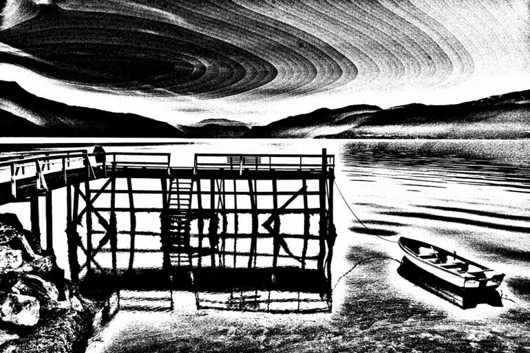 photo "Way Station" tags: black&white, landscape, water