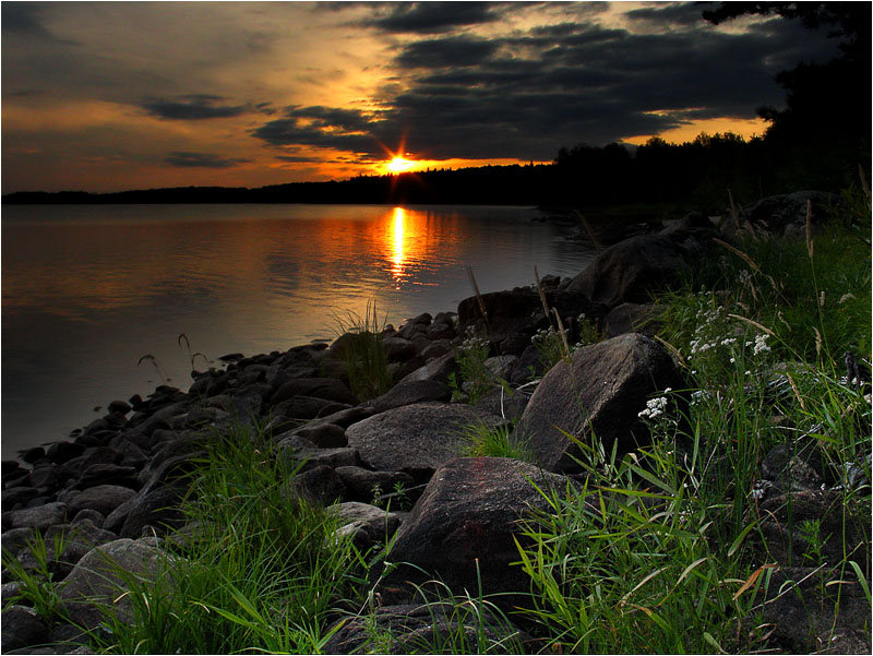 photo "Stones" tags: landscape, sunset, water