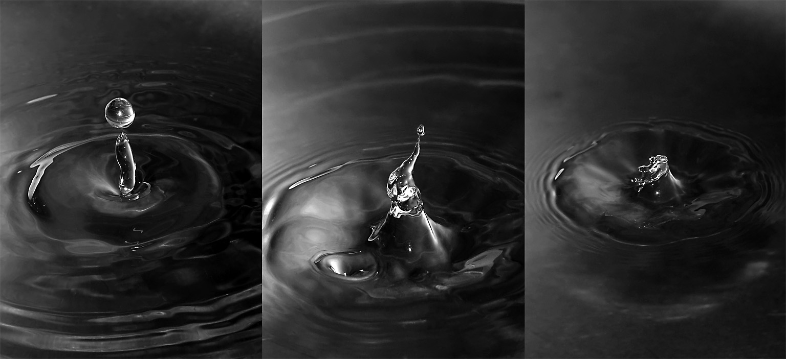 photo "Water figures." tags: macro and close-up, black&white, 