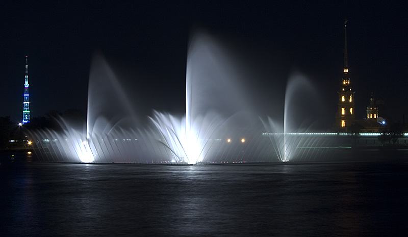 фото "фонтан" метки: пейзаж, вода, ночь