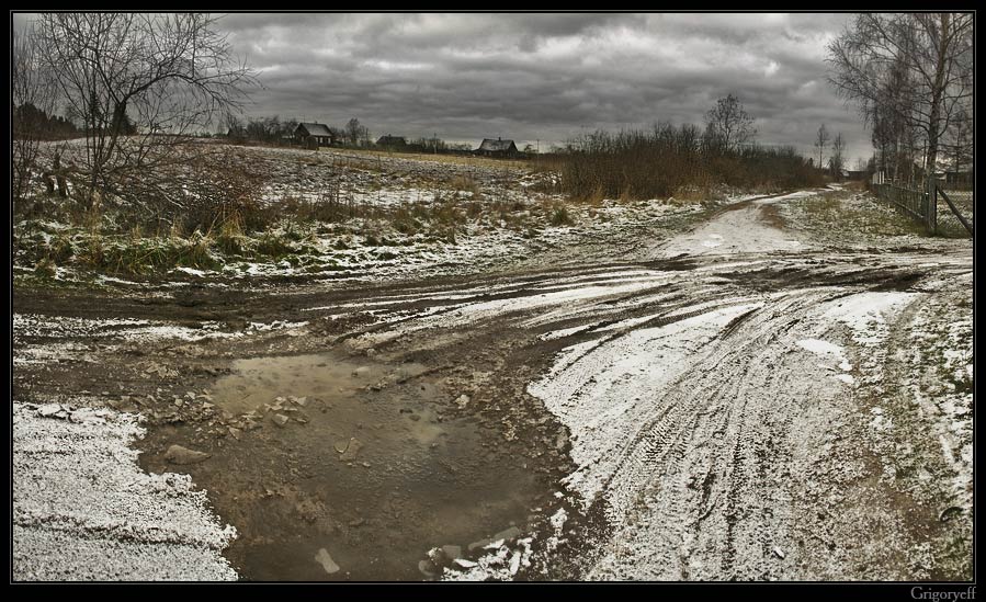 photo "It is snowing. Puddle" tags: landscape, winter