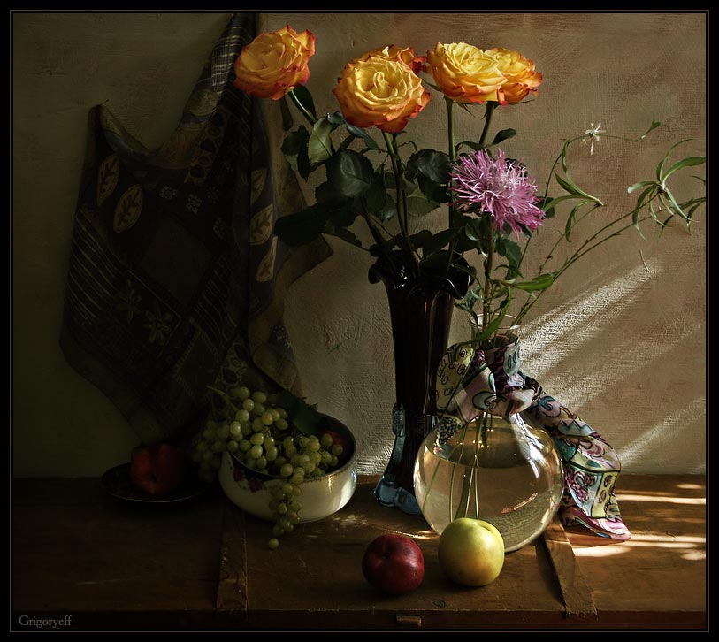 photo "Fruits, Roses, Chrysanthemum" tags: still life, 