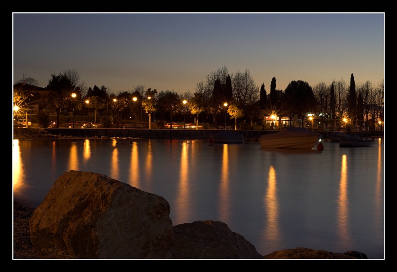 photo "frozen lights" tags: landscape, sunset, water