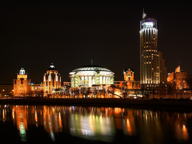 photo "Red Hills at night, Moscow" tags: architecture, landscape, water