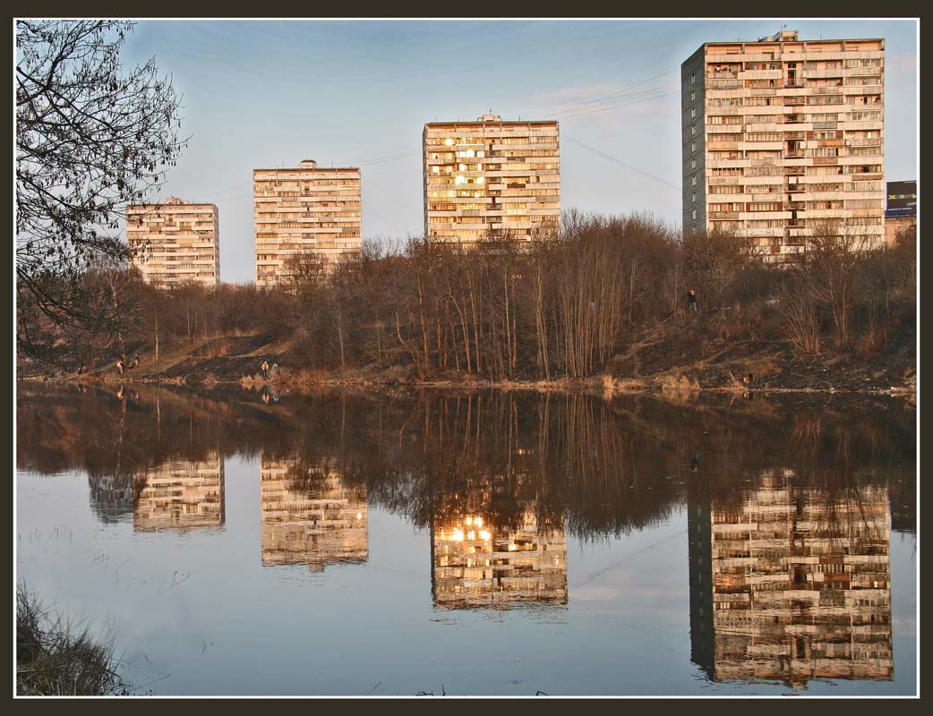 фото "Закат на реке Сходне" метки: город, пейзаж, закат