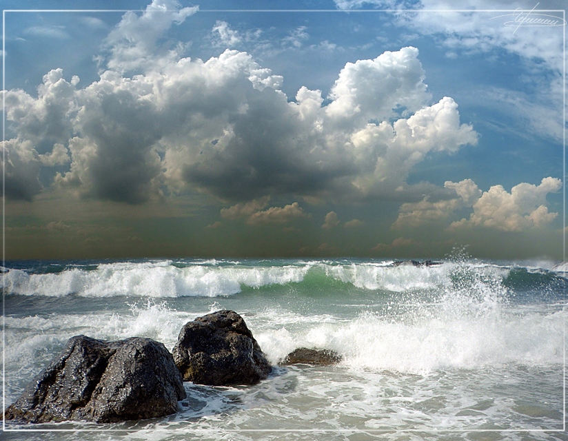 photo "Surf." tags: landscape, clouds, water
