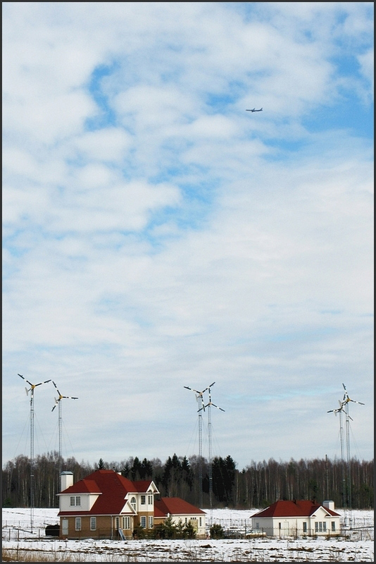фото "Windkraftwerk & самолет" метки: архитектура, пейзаж, 