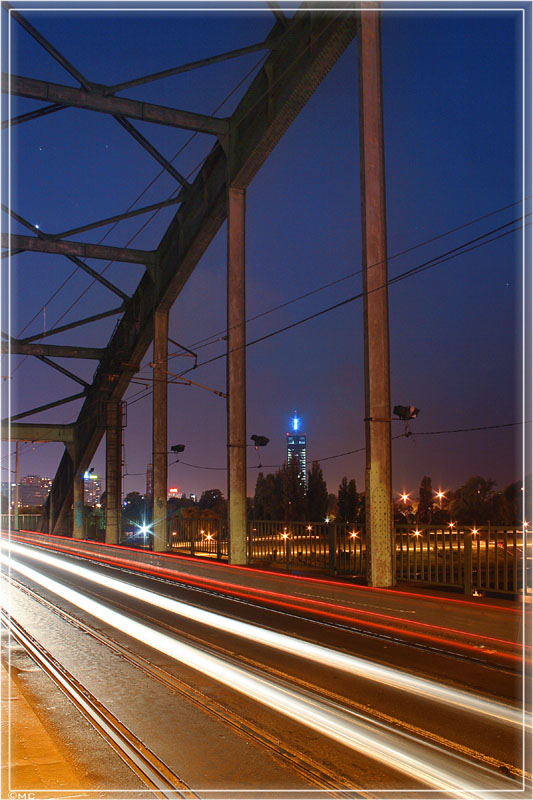 photo "Tram Bridge" tags: landscape, city, night