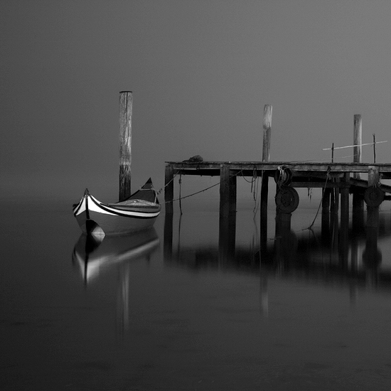 photo "Harbour" tags: landscape, black&white, night