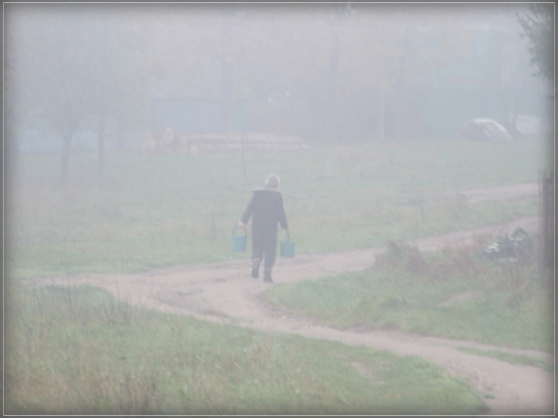 фото "Поход за водой в утреннем тумане." метки: пейзаж, закат, осень