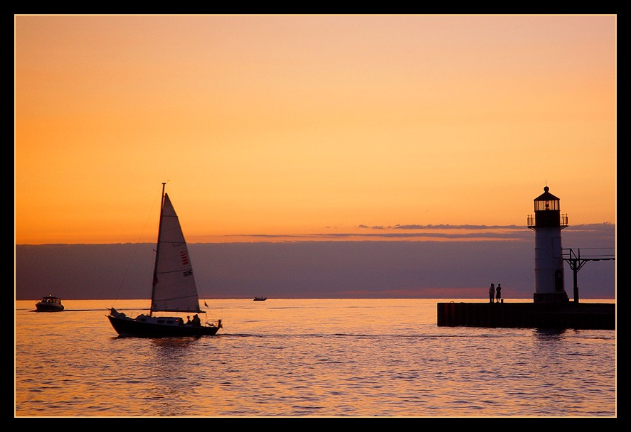 photo "Закат на озере Мичиган." tags: landscape, sunset, water