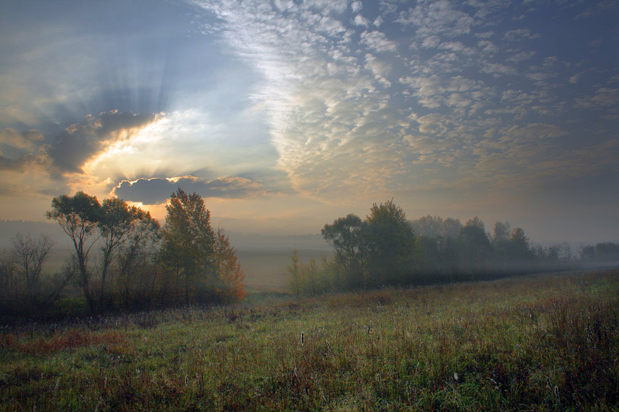 фото "Рассвет, туман и небеса" метки: пейзаж, закат