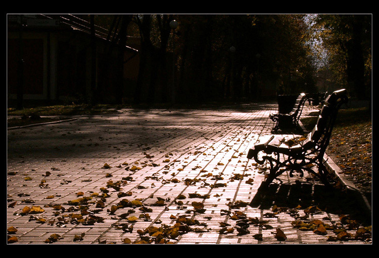 photo "morning benches" tags: landscape, city, 