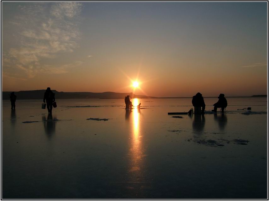 фото "Зимняя рыбалка" метки: пейзаж, закат, зима