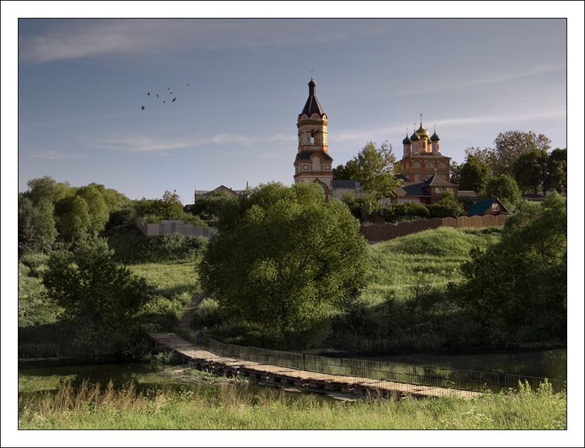 фото "Сельский пейзаж с рыбаком" метки: пейзаж, лето