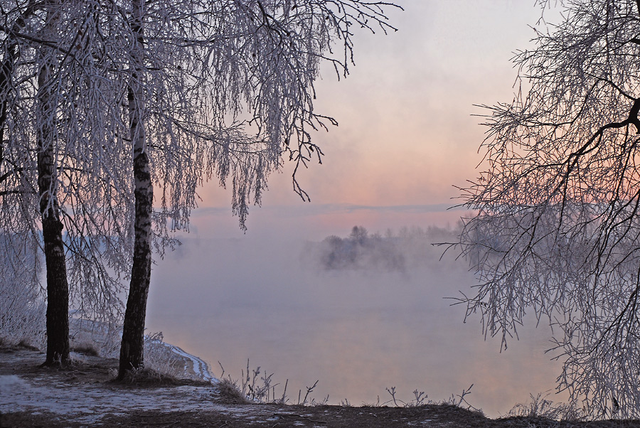 фото "На рассвете." метки: пейзаж, вода, лес