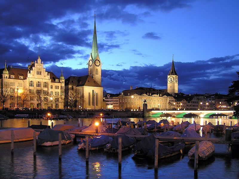 фото "Цюрихские сумерки" метки: пейзаж, путешествия, Европа, ночь