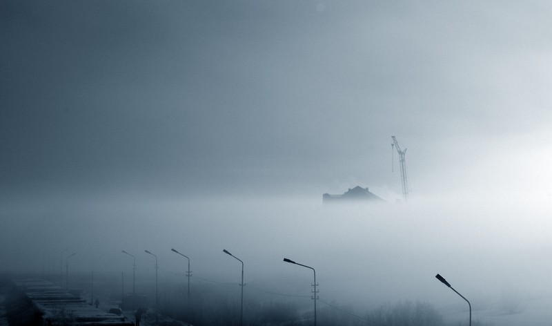 фото "корабль в тумане" метки: город, черно-белые, 