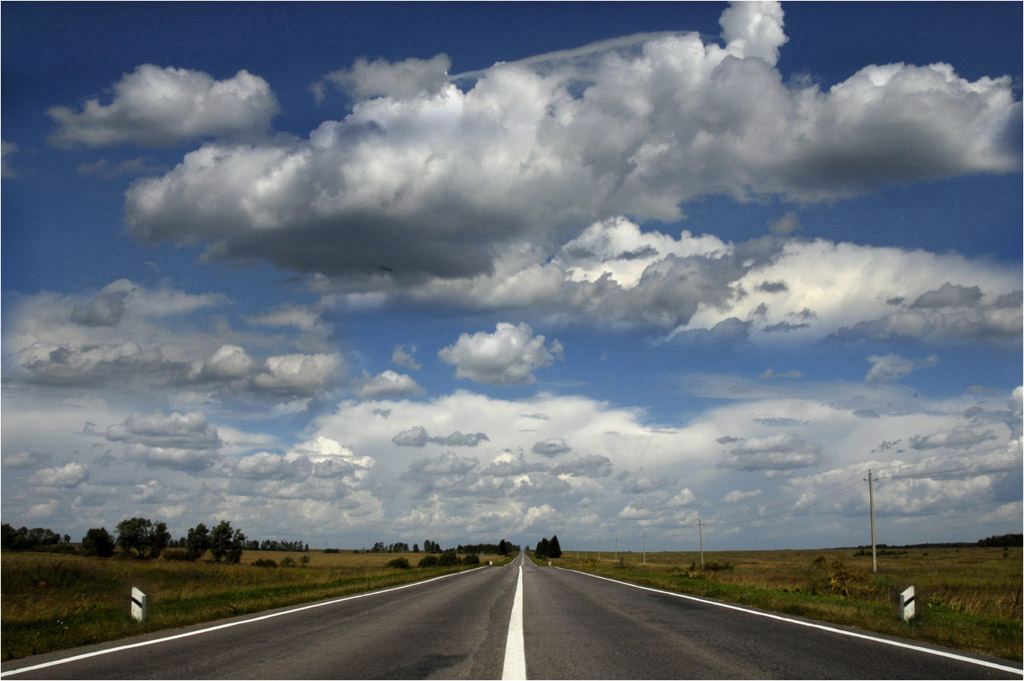 фото "Перспективная дорога" метки: пейзаж, облака
