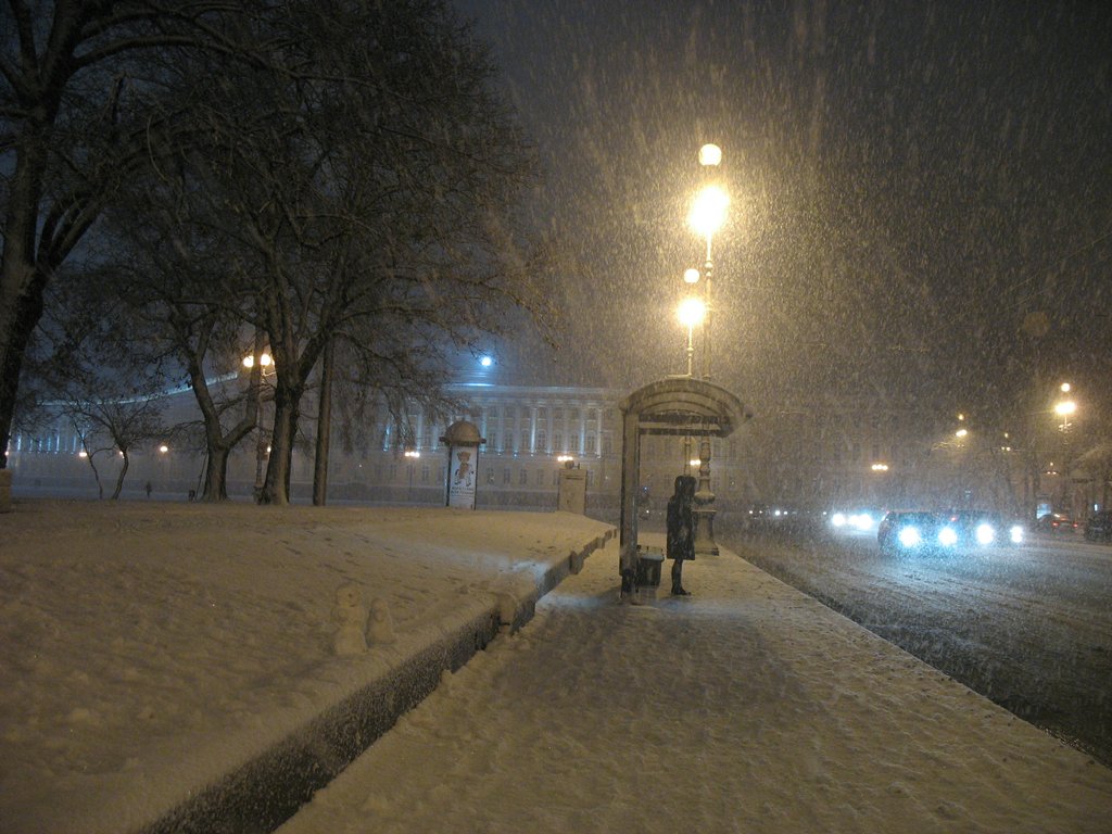 photo "The expectation of bus" tags: landscape, city, winter