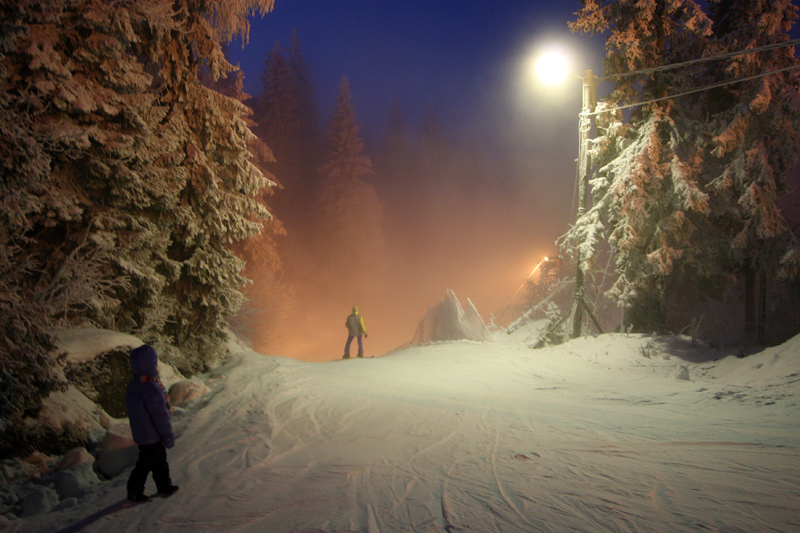фото "Зимняя акварель" метки: пейзаж, спорт, ночь