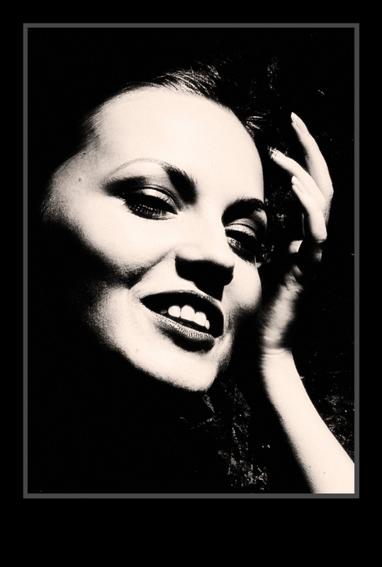 photo ")))" tags: black&white, portrait, woman