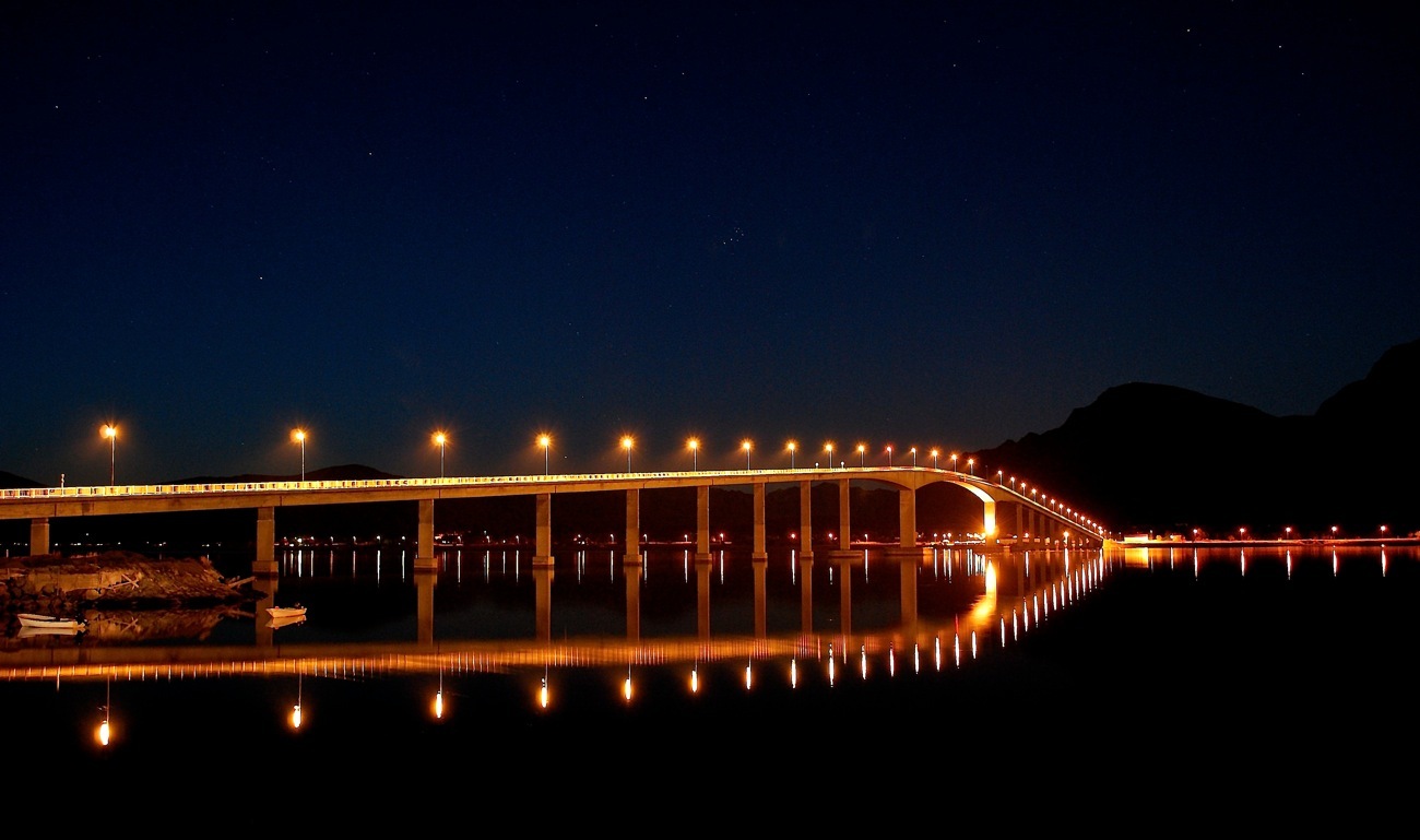 photo "Sortland Bridge" tags: landscape, architecture, night