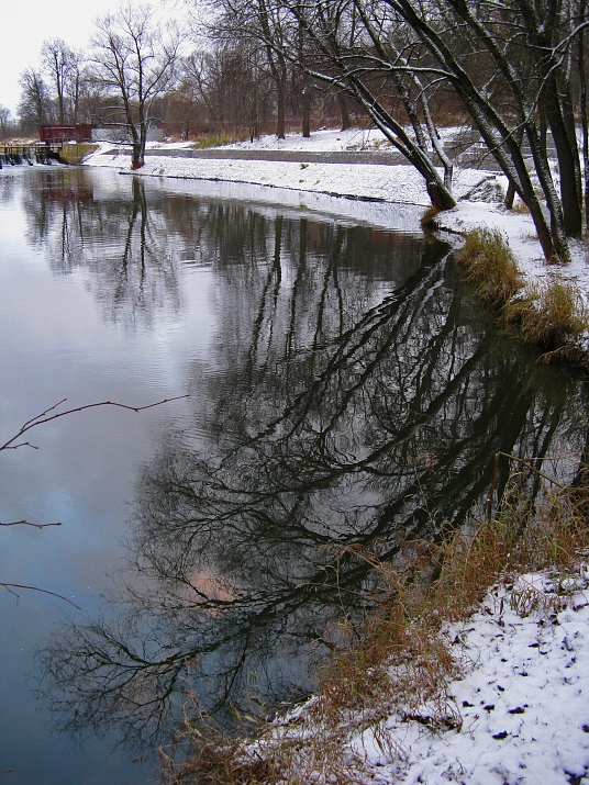 photo "Morning, first snow" tags: landscape, autumn, water