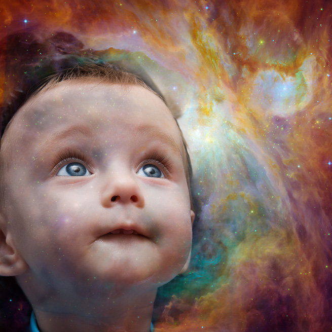 photo "All we are part of the universe" tags: portrait, montage, children