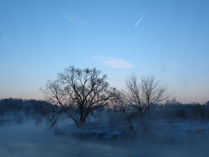 фото "Вечерний туман" метки: пейзаж, вода, зима