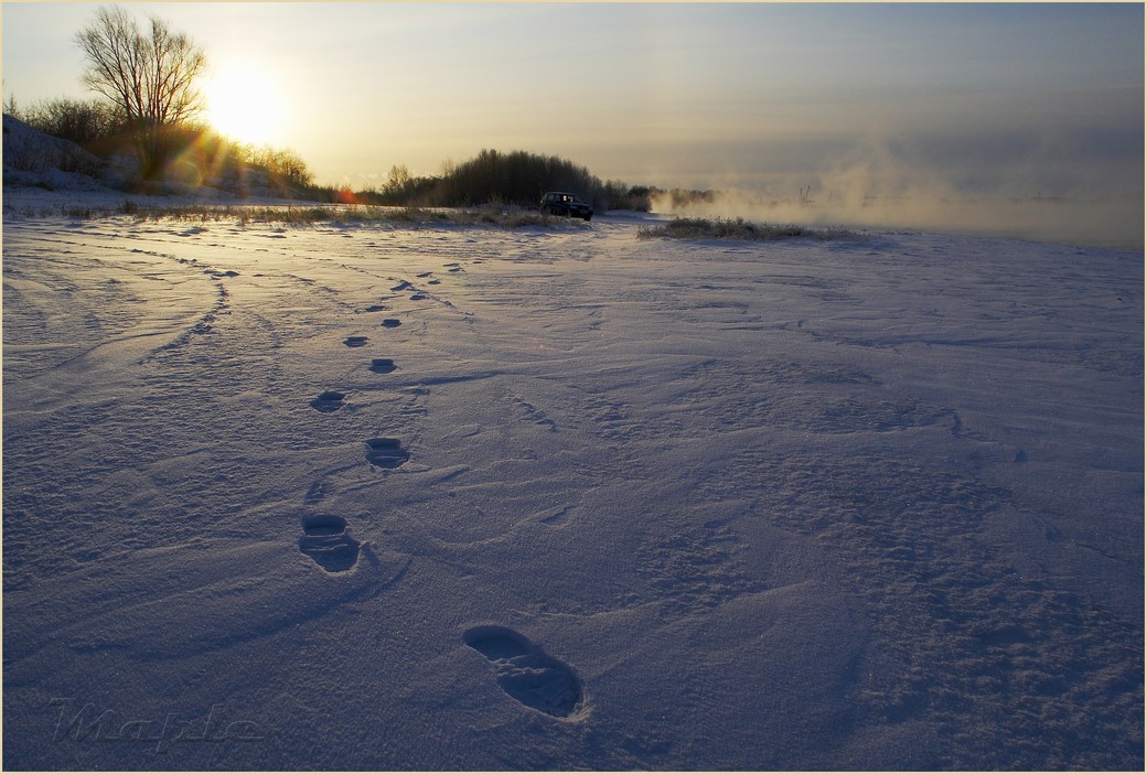фото "Морозное утро на берегу" метки: пейзаж, закат