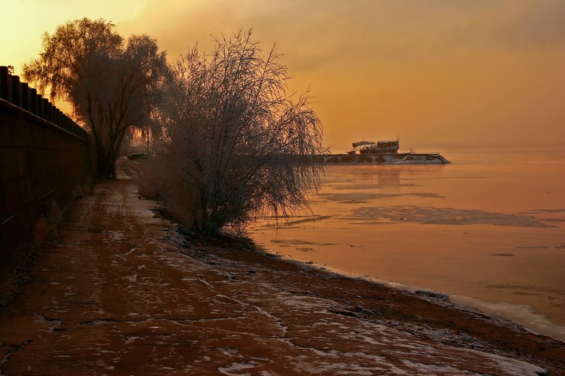 фото "Вечер на Волге" метки: пейзаж, закат, зима